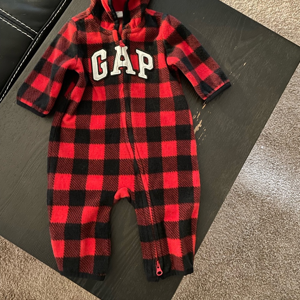 GAP Red and Black Plaid Baby Onesie